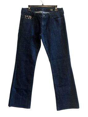 Y2K/Vintage X2 Dark Blue Women's BootCut Jeans with Leopard Accent inthe Pockets